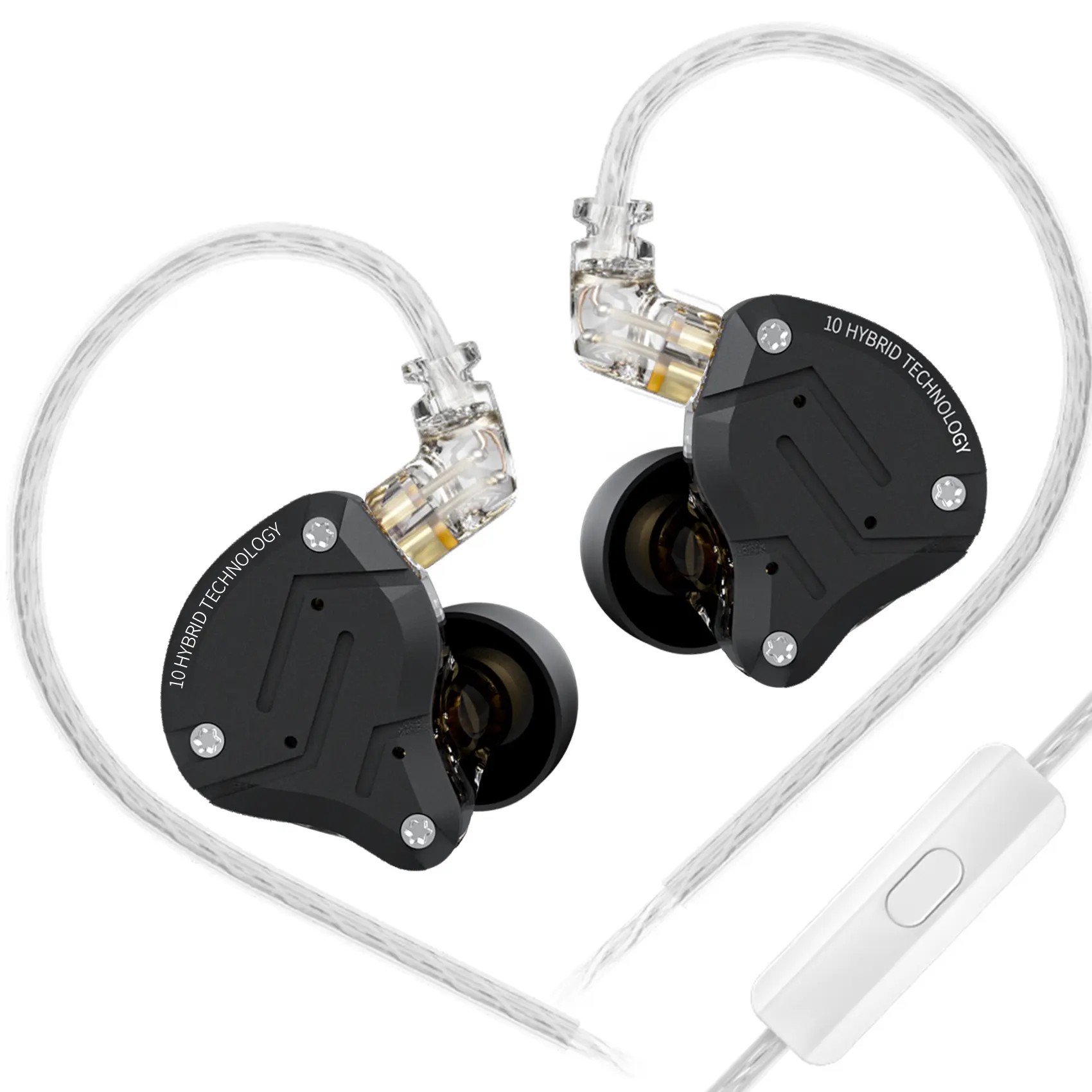 KZ ZS10 Pro Electronic Wired Earphones - 4BA+1DD Bass In-Ear Monitors, Steel Construction, Noise Isolation, 40000Hz Frequency, 3.5mm Audio Jack Plug-In, Matte Black Durable PC Accessories for Gamers, Tablet Compatible