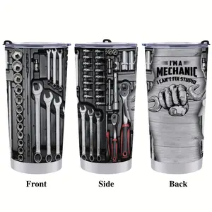 20 Oz Heavy Duty Machinist Theme Stainless Steel Cup, with 3D UV Printing Toolbox Design, Leak Proof Lid and Wrench Seal-Portable Hot/Cool Drinks Cup, Car Repair Enthusiasts Gift (Machinist Multifunctional Cup), Thermos Cup Hot and Cold Dual Use, Coffee T