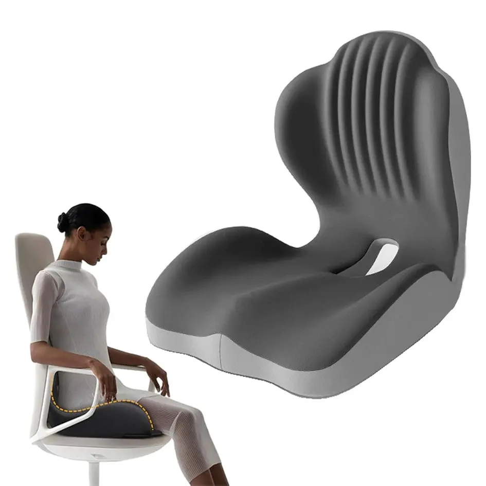 Ergonomic Lumbar Support Cushion, Soft, Memory Foam Pad, Hollow Coccyx Design, Relieves Lower Back and Hip Pain, for Office Chair, Car Seat, Home Use, Posture