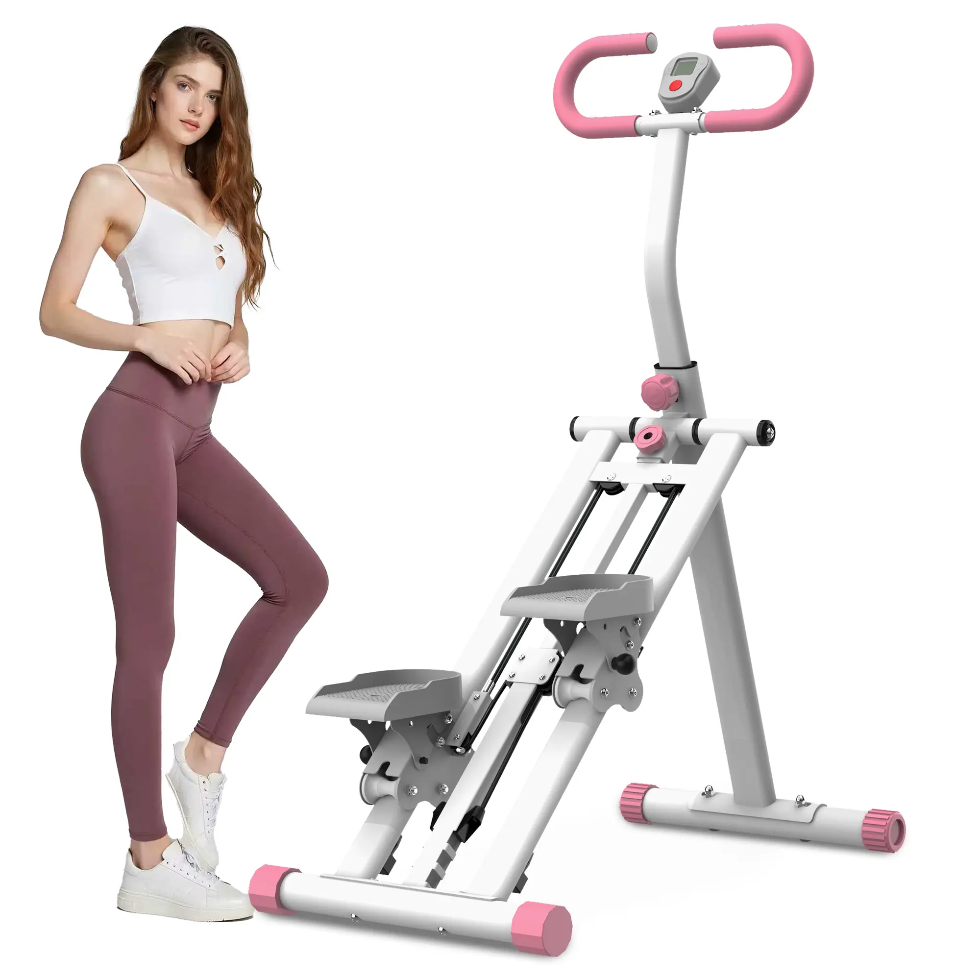 Blue Vertical Climber 265 lbs Triangular Steel Frame, Non-slip Pedals, 20-min Full-body Workout, Tracks Time/Calories, Foldable Home Gym
