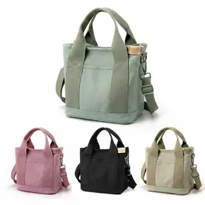 Women's Canvas Tote Bag - Multi-Pockets, Zipper Closure, Durable Hands-Free Satchel, Compact Organizer Crossbody Shoulder Purse for Daily Travel & Work, Classic/Contemporary/Minimal Women's Handbags, tiktokshopspringglowup, Classic Women's Handbags