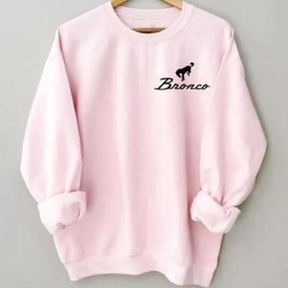 Ford Bronco Pink Sweatshirt, Classic Truck Graphic Crewneck, Soft Cozy Pullover, Casual Streetwear, Cute Sweatshirt For Women, Gift For Bronco Fans