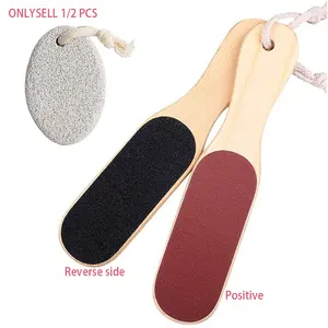 Double-Sided Wooden Foot File/Callus Remover Foot Massage Tool | Removes Dead Skin and Calluses from Feet | Non-Slip Wooden Handle with Hanging Strap | Foot Exfoliating Tool for Heel Dead Skin | At-Home Daily Foot Care Tool Foot Scrubber