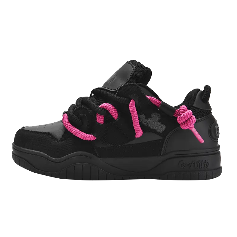 Q AND Women's Low-Top Ankle Athletic Sneakers - Unisex Chunky Shoes with Silk-Like Leather, 5cm Height-Increasing Thick Sole, Sporty Chic for Daily & Street Wear