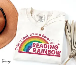 Comfort Colors® Take a Look It's in a Book Shirt, Reading Rainbow Shirt, Book Lover Tee, Funny Bookish Shirt, Librarian Tee, Book Club Shirt