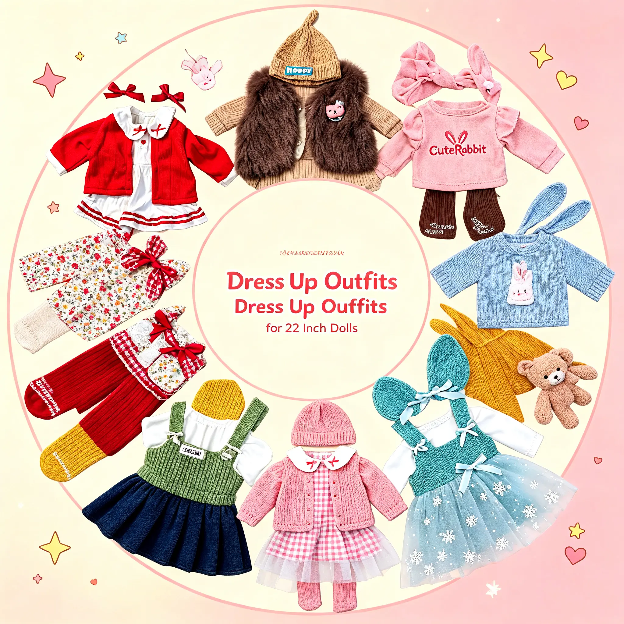 17-22 Inch Reborn Doll Clothes and Accessories Set with  Fashion Dresses Gowns Ideal for doll dress-up and pretend play,Best Role Playing Toy,Clothes For Dolls,Kids’ Birthday & Girls Christmas Gift
