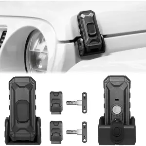 Locking Hood Latch with Keys, Jeep Hood Latch Compatible with 2018-2025 Jeep Wrangler JL JLU Jeep Gladiator JT, Anti-Theft Hood Lock Catch Latch Accessories, Dust & Water Resistant, 1 Pair(Not for JK), Security Latch