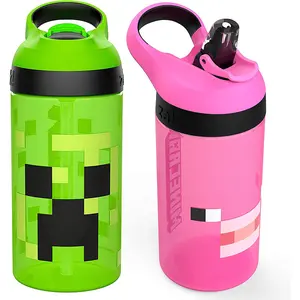 Zak Designs Minecraft Kids Water Bottle Set, 16 Oz, Leak-Proof, BPA-Free, 2pc Zak Designs Drinkware Lid skinny tumbler