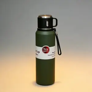 Spacious Stainless Steel Insulated Water Bottle with Cup Vacuum Insulated Bottle Suitable for Both Hot and Cold Drinks 24-Hour Insulation Ideal for Daily Commutes and Travel 600ml 800ml 1000ml 1500ml