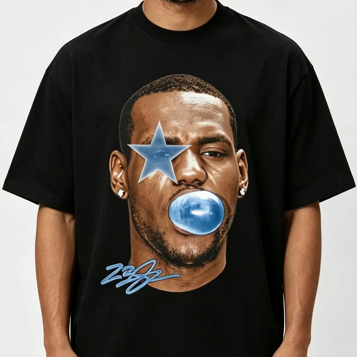 LeBron James Bubble Gum Graphic T-Shirt, Basketball Star Inspired Vintage Tee, Y2K Streetwear Shirt for Men Women Youth, Casual Short Sleeve Game Day Apparel, Basketball Fan Gift
