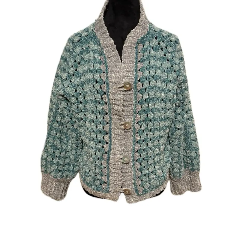 Handmade Crochet Cardigan Sweater | Chunky Button-Up Crochet Jacket | Cozy Oversized Sweater | Boho Granny Stitch Cardigan | One of a Kind