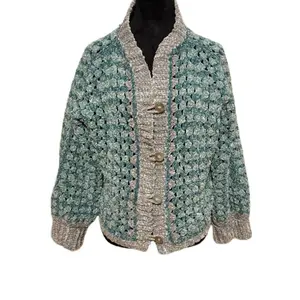 Handmade Crochet Cardigan Sweater | Chunky Button-Up Crochet Jacket | Cozy Oversized Sweater | Boho Granny Stitch Cardigan | One of a Kind