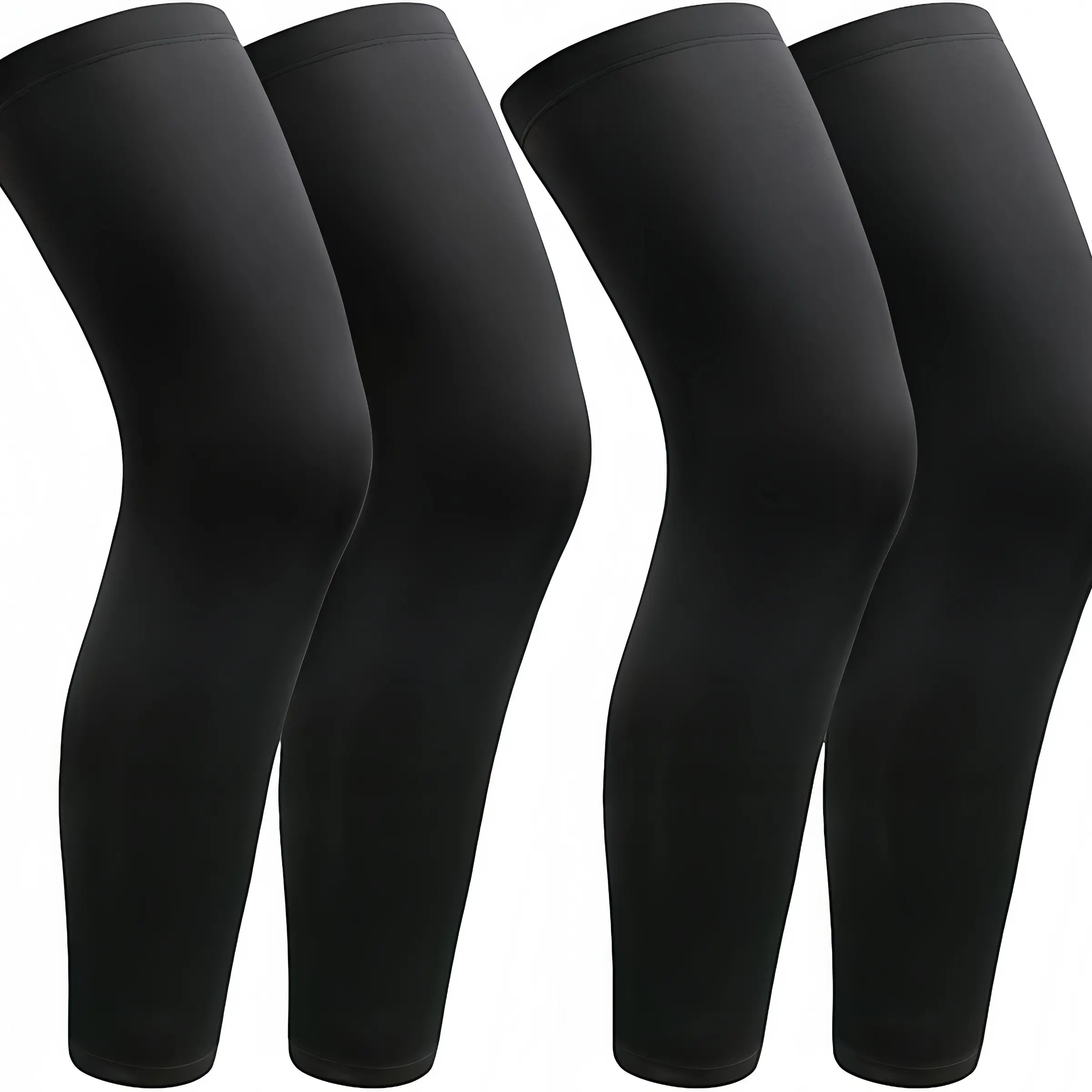 2 pairs of leg covers, full-leg compression suits, long sports compression knee pads with anti-slip silicone strips, Leg Compression Sleeve, suitable for running, basketball, cycling and other sports activities
