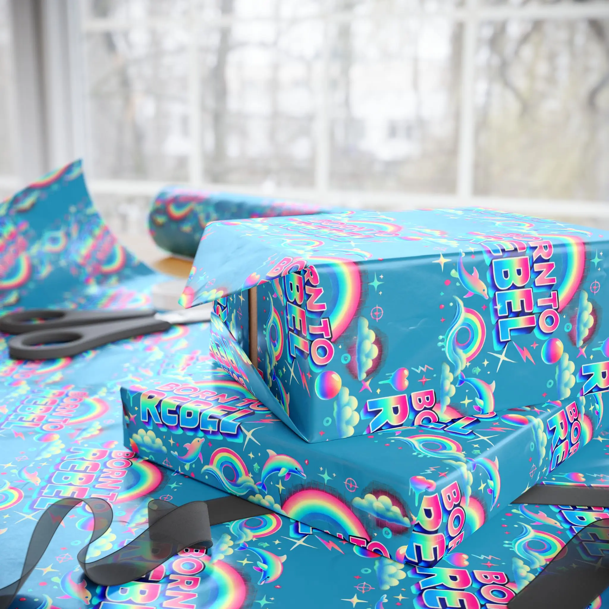 Colorful Rainbow Wrapping Paper for Gifts, Party Decor, Eco-Friendly Gift Wrap, Birthday, Baby Shower, Celebrations