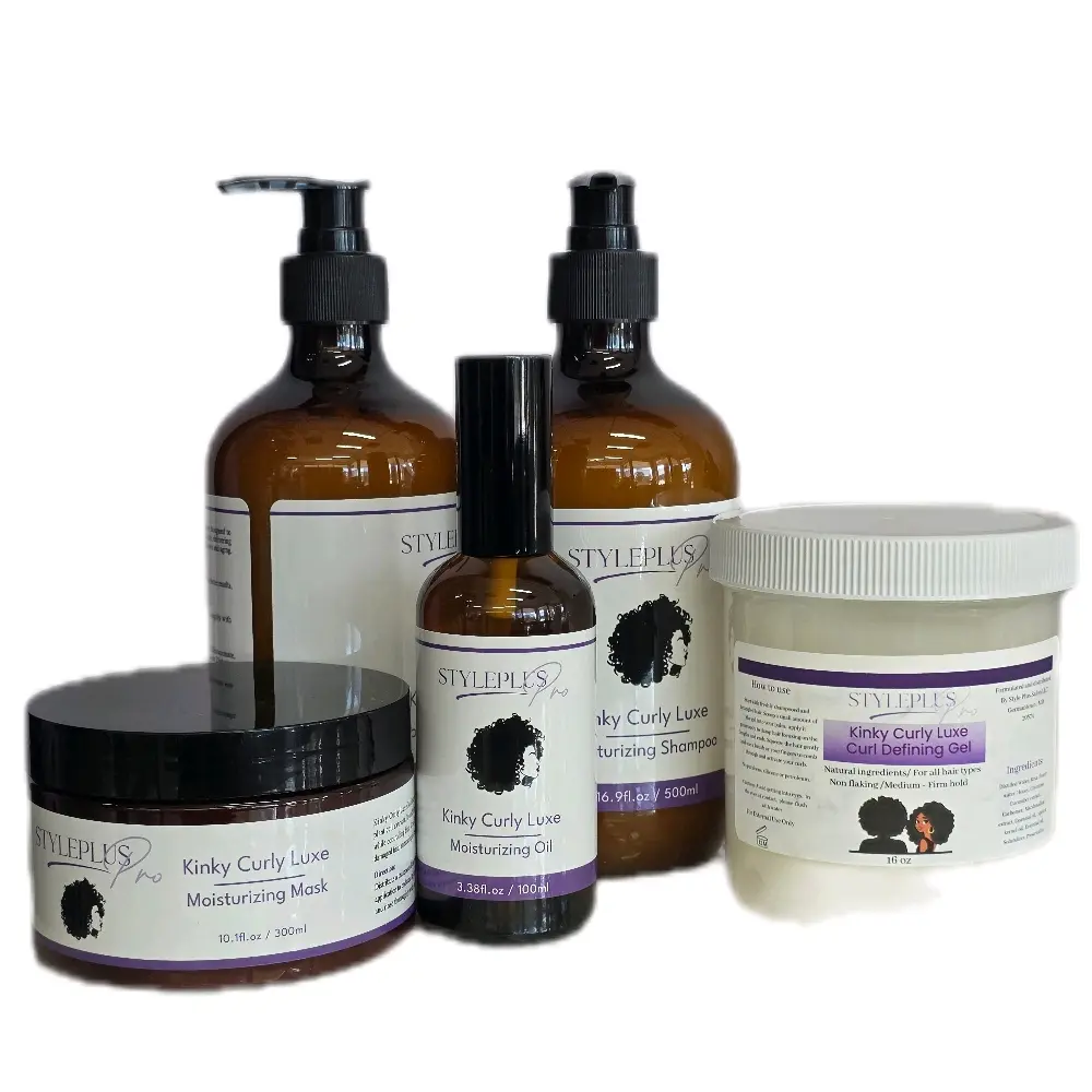 Kinky Curly Luxe Curly Set.  Moisturizing Shampoo, Conditioner, Oil, Mask, and Gel. 5 products in a set