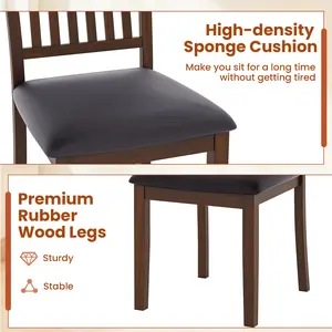 COSTWAY - Upholstered Modern Dining Chair Set of 2 with Slanted High Backrest-Brown