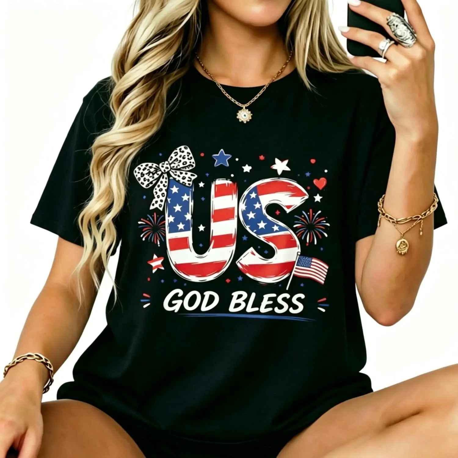 Women US Flag Cotton T-shirt 4th July Patriotic Tee Short Sleeve Independence Day Casual Outfit For Ladies