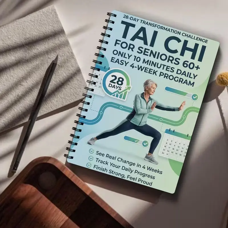 Tai Chi Practice Book for Seniors & Beginners, Spiral Bound, Gradual Daily Exercises, Gentle Movements, Fitness Training Guide, Easy