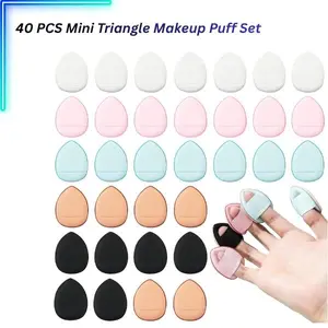 40 PCS Mini Triangle Makeup Puff Set, Soft Finger Powder Puffs for Foundation, Setting Powder & Concealer, Cosmetic Makeup Sponge for Women