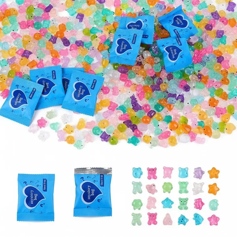 50pcs Glow in The Dark Mini Resin Animals Figurines, Colorful Transparent Tiny Cute Animal Figures, Micro Landscape Ornaments, DIY Craft Accessories for Cream Glue, Dollhouse Miniatures, Aquarium Decor, Kids Party Favors