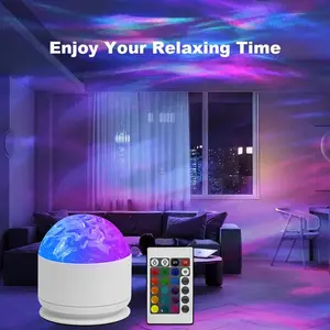JEYUIN 16 Color change along with the rhythm of the music,2 Scene - Ocean Wave & 3D Water Ripple Projector Light,Star Projector with Remote Control for Bedroom Decoration, Party,Star Night Light Romantic Mood Lighting Effects Christmas gift Rgb Colorful