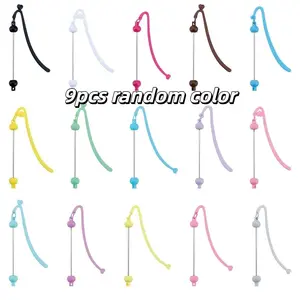 9pcs Beaded Design Bookmarks, Multicolor Plastic Pearl Bookmarks, High Aesthetic Value Bookmark Set, Cute Reading Accessories