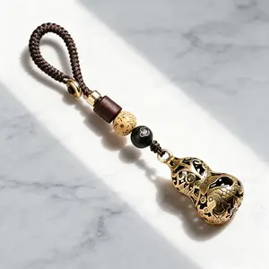 Lucky Brass Goldfish & Gourd Pendant Abundance Prosperity Ornament Home Blessing Decor Fu Lu You Yu Symbolic Gift