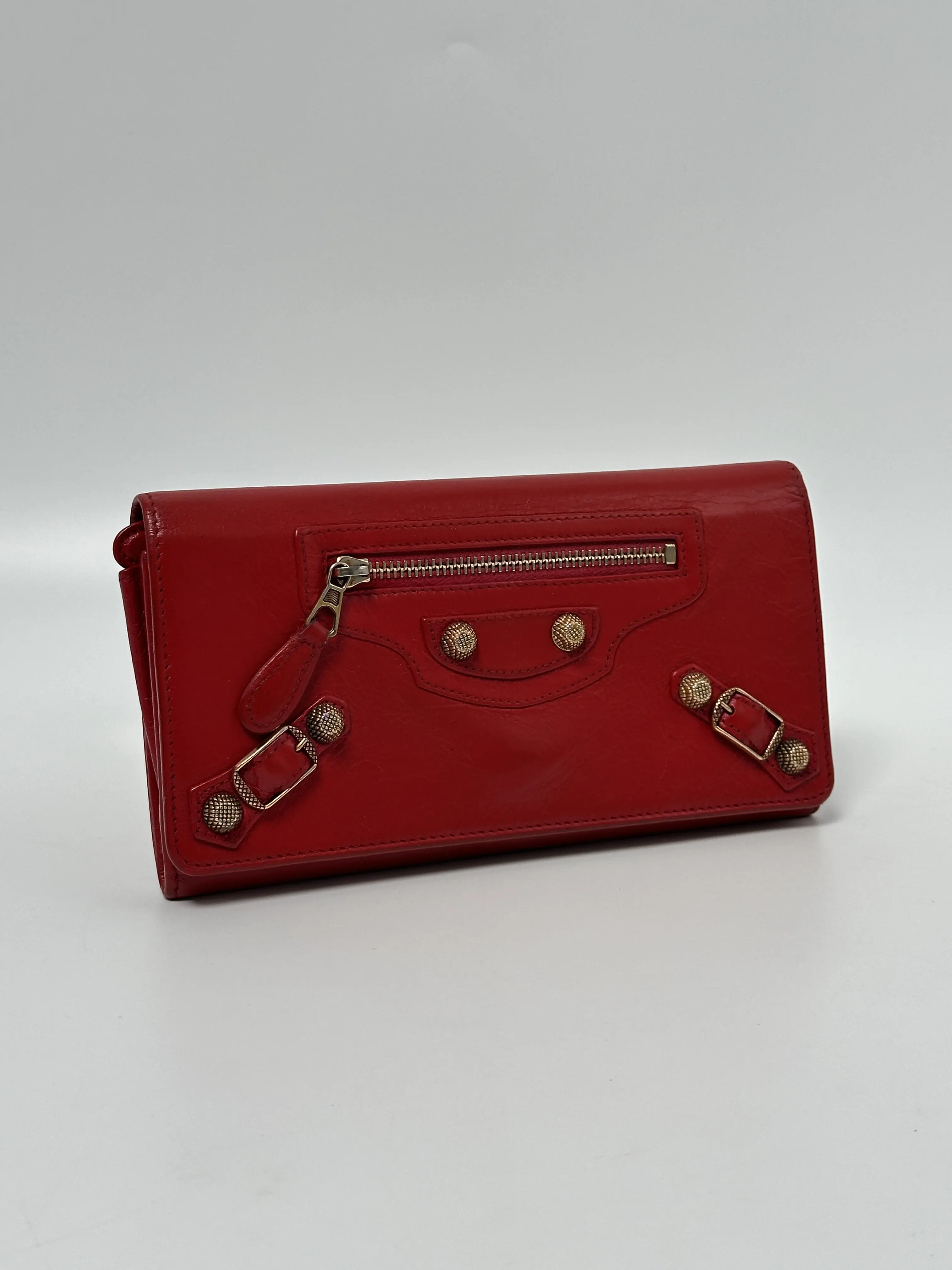 Pre-owned Balenciaga leather Wallet Red Classic Money Long JD643BB