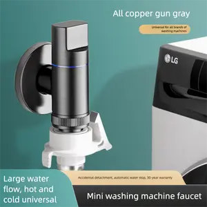 Universal Brass Washing Machine Water Faucet with Auto Shut Off Valve Mini Snap On Tap Connector for Roller Washers
