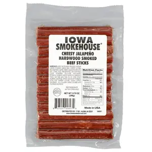Iowa Smokehouse Cheesy Jalapeno Beef Sticks Hardwood Hickory Smoked Meat Sticks 8.75 Ounce (12 Sticks)