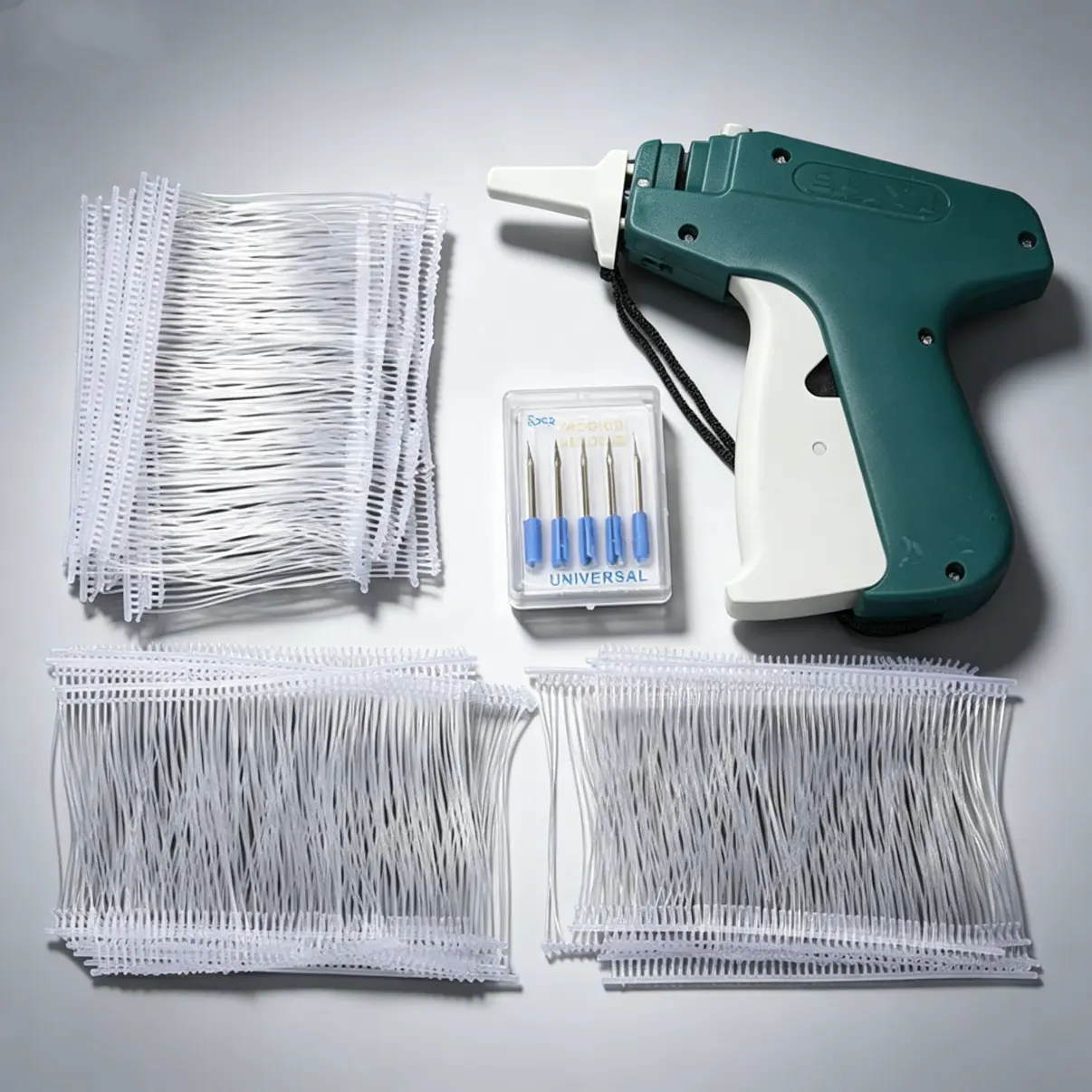 Standard Type Tag Attaching Tool Kit - 1 Tagging Gun with Ergonomic Design & Easy Trigger Action, 5 Stainless Steel Needles, 1000 2-in Fasteners, Bonus Kits for Clothing Fabrics (Denim, Polyester, Linen)