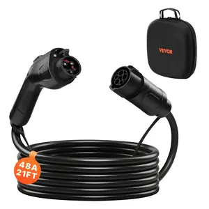 VEVOR EV Charger Extension Cable,  48Amp 21 ft J1772 Extension Cord Compatible with 120V-240V SAE J1772 Electric Vehicle Chargers, Level 1/Level 2 IP66 Heavy Duty Car Charging Cable with Carrying Bag