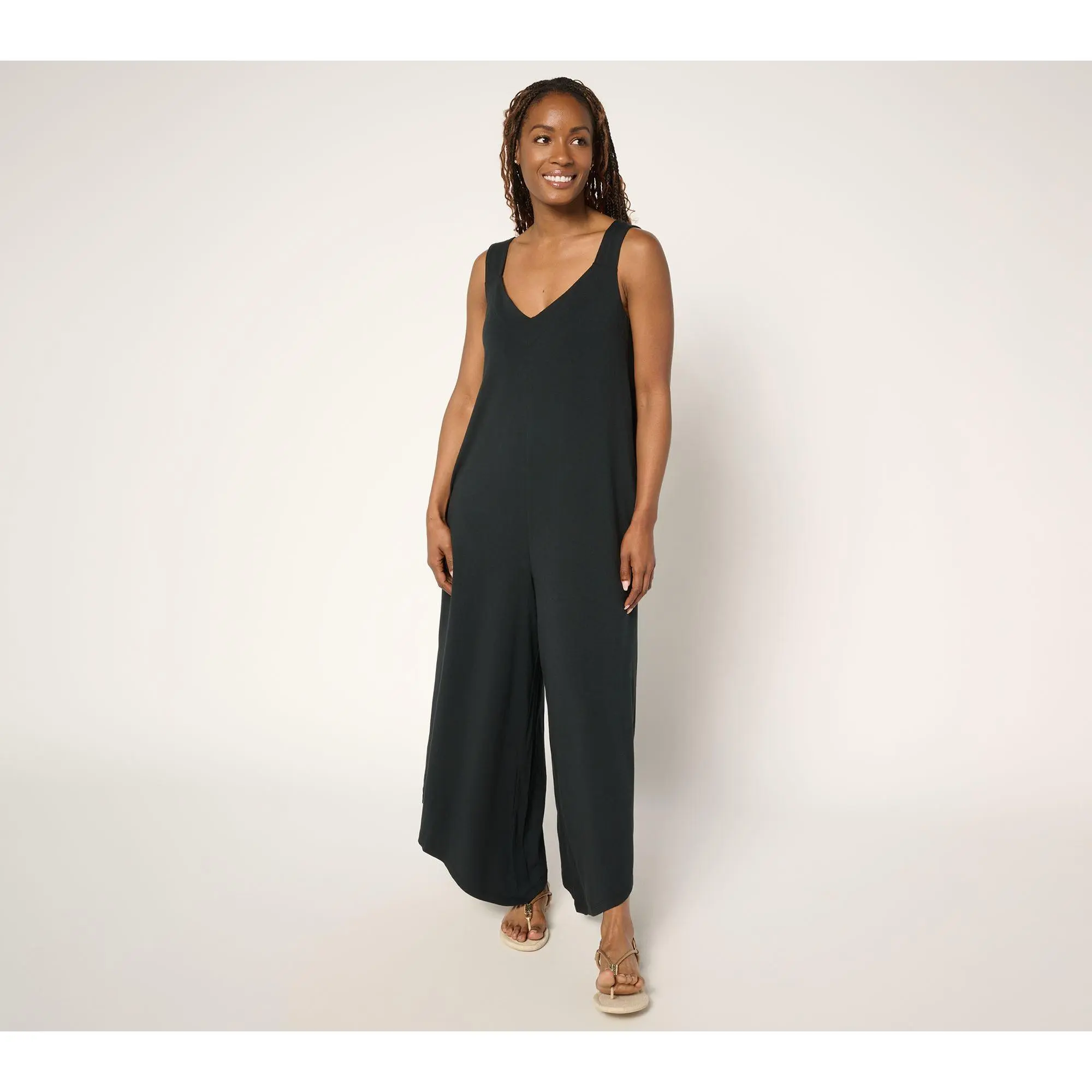 AnyBody Petite Cozy Knit Jersey Jumpsuit