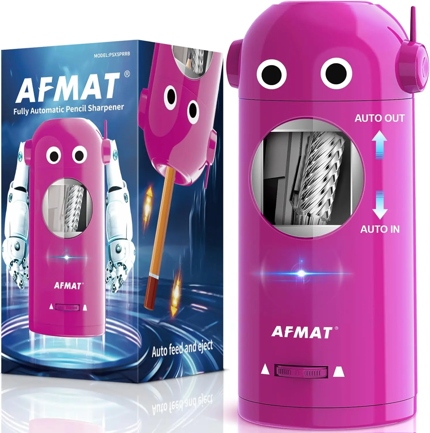 AFMAT Fully Automatic Rechargeable Electric Pencil Sharpener - No-Touch Design, 7-11.5mm, for Colored Pencils, School Supplies, Office Stationery, Ideal for Home & Classroom,summerwins