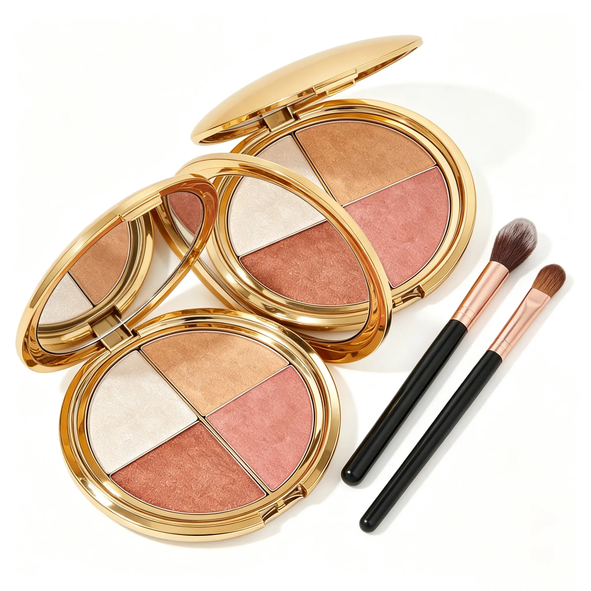 Women's Highlighter & CheekPaletteGlowjiuHighlighter&Cheek Palette with Brush, a 4-in-1026Multi-FunctionalMakeupPalette MforHighlighter,Eyeshadow,Blush,Contouring, andFoundation