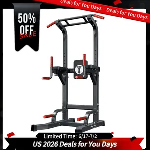 Nicole Selection Ultimate Power Tower 500LBS Capacity Adjustable Pull Up Bar & Dip Stand for Home Gym Multi-Function Strength Training Station with 10 Height Settings, 40YKMF6210, For Christmas Gifts Home Fitness Equipment