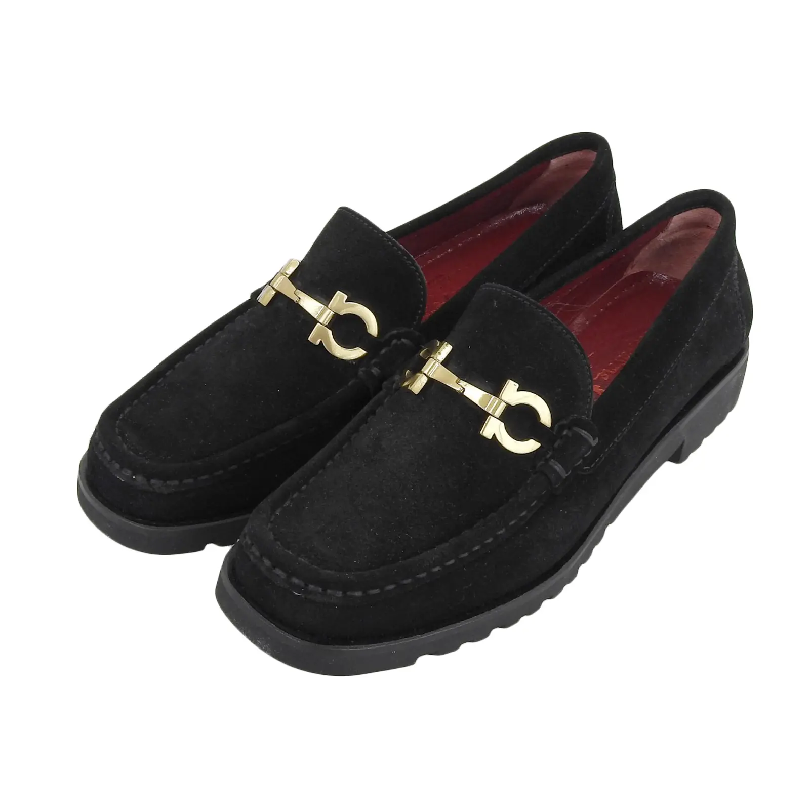 Pre-owned SALVATORE FERRAGAMO Others Small Leather Goods SPORT Double Gancini Loafers