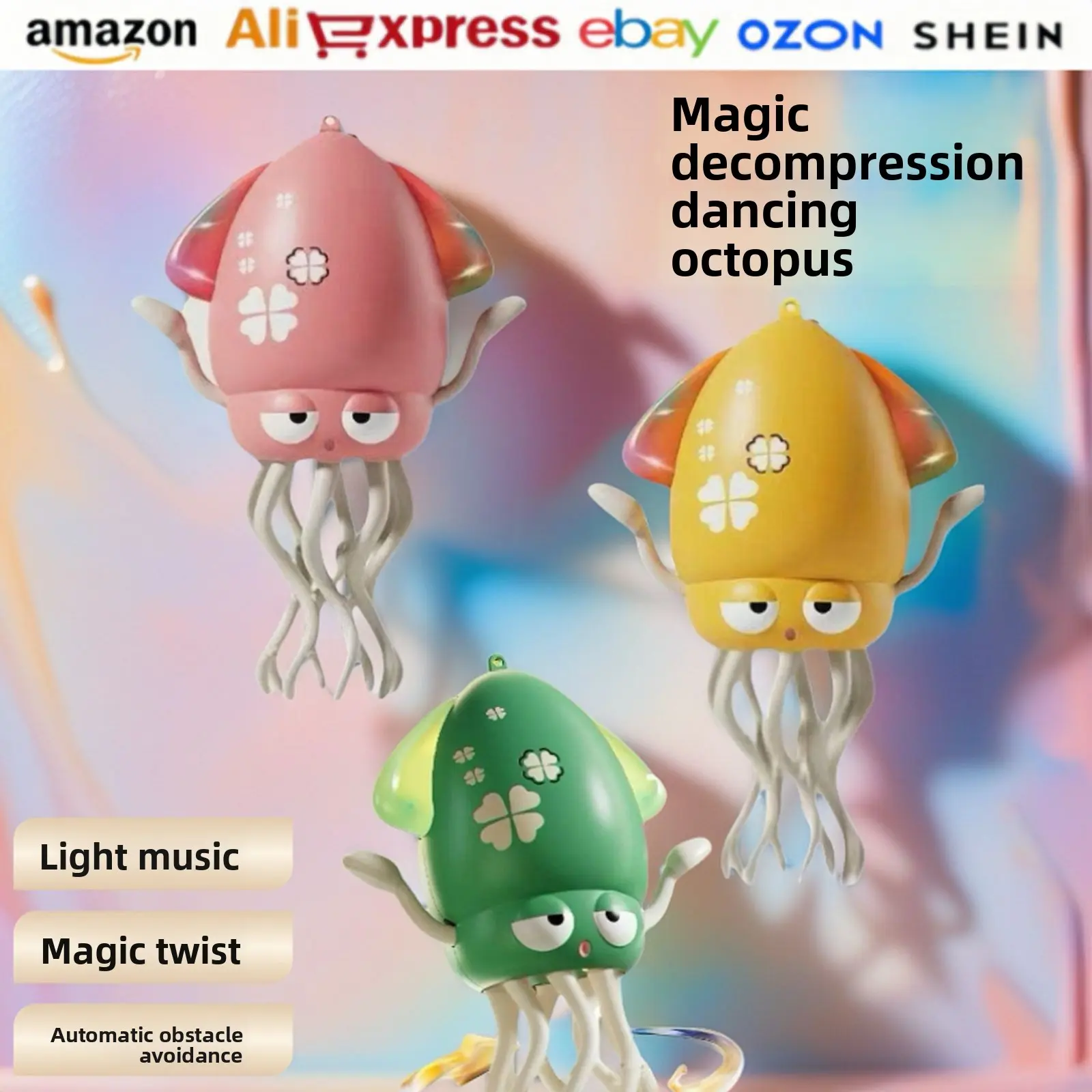 Magic dancing octopus children's electric decompression toy will move light music stunt octopus baby toy
