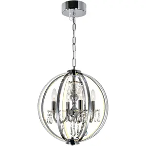 CWI Lighting Abia LED 16 inch Chrome Up Chandelier Ceiling Light 5025P16C-4