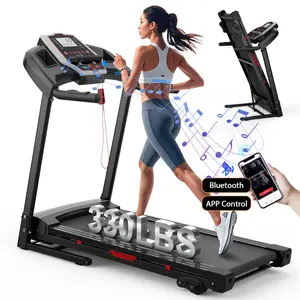 LIVIVOX 3.5HP Portable Folding Treadmill with Incline 330LBS Weight Capacity LED Display Easy Foldable Home Gym Machine for Apartments & Home Use Walking Pad Jogging Equipment， at home gym equipment