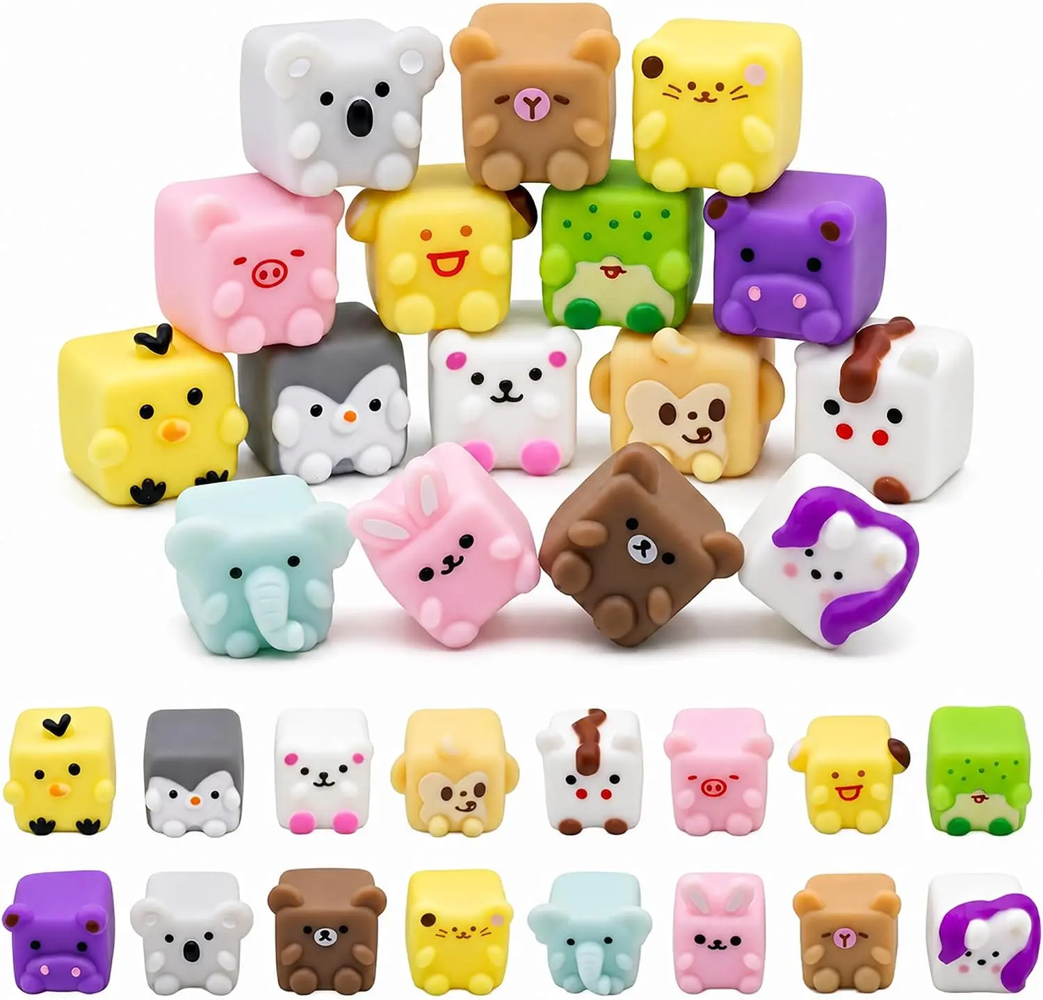 Cozy Fall Halloween Gift 32 Pack Mochi Squishy Toys Bulk, Animal Squishies for Kids, Cube Shape Stress Relief Sensory Toys for Boys Girls Party Favors, Birthday Gifts, Classroom Prizes, Goody Bag Fillers