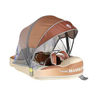 Mambobaby SummerVibes Texas-Themed Non-Inflatable Baby Swim Float with Detachable Canopy, UPF 50+ Sun Protection, 5-Point Safety System, for Babies 3-24 Months
