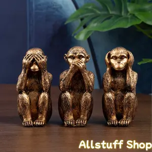 [3pcs Modern Resin Monkey Sculpture Set] See Hear Speak No Evil Statues - Cool Room Decor Desktop Ornaments for Living Room, Bedroom Home Decor