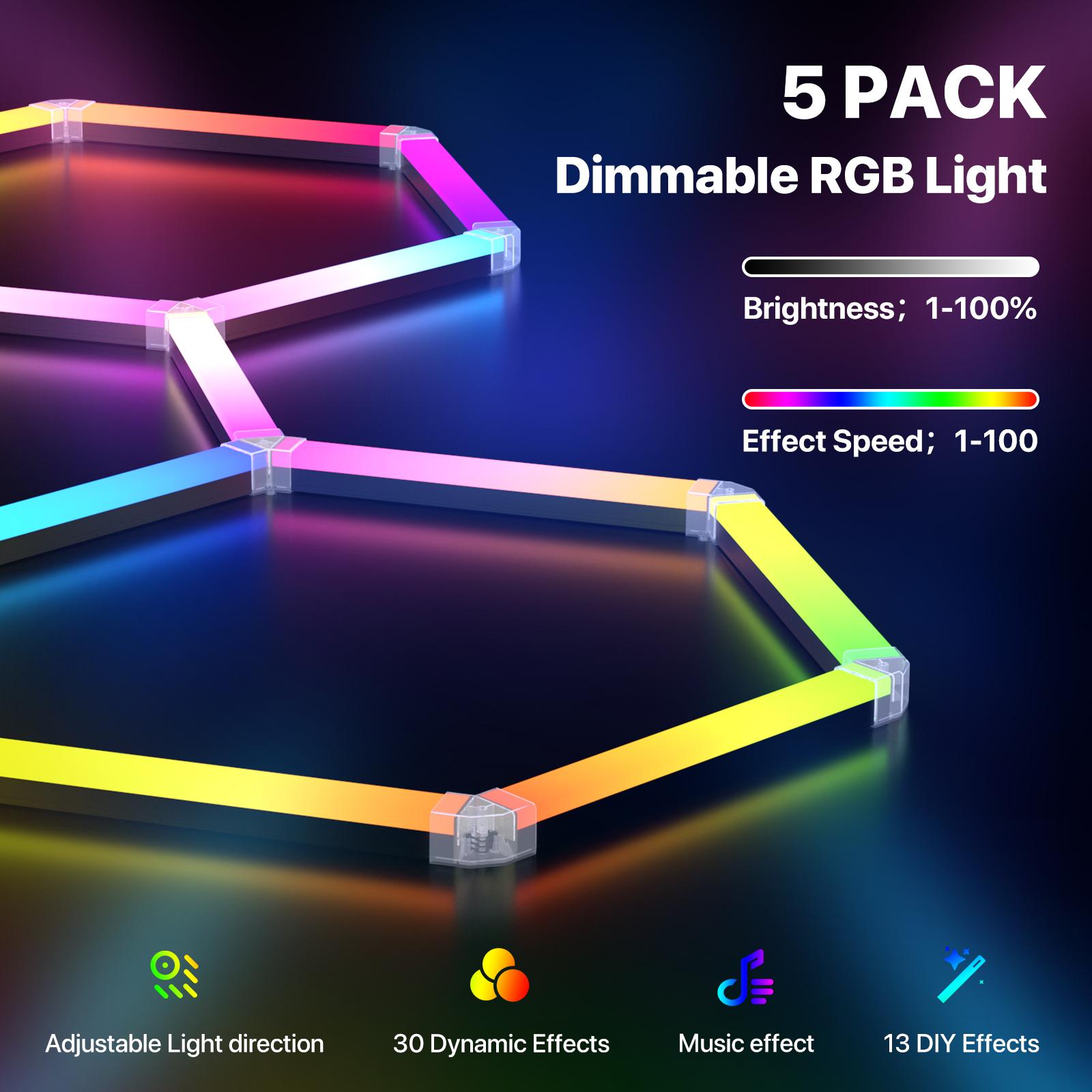 HYPERLITE RGB Hexagonal Honeycomb Light, Modular Garage Light System, Smart LED Hexagon Garage Lights for Ceiling or Wall, DIY Color Lighting Panels Music Sync, Remote Control, Decorative Honeycomb Light Garage, Gaming Room, Party memorialday HYPERLITE RGB Hexagonal Honeycomb Light, Modular Garage Light System, Smart LED Hexagon Garage Lights for Ceiling or Wall, DIY Color Lighting Panels Music Sync, Remote Control, Decorative Honeycomb Light Garage, Gaming Room, Party memorialday