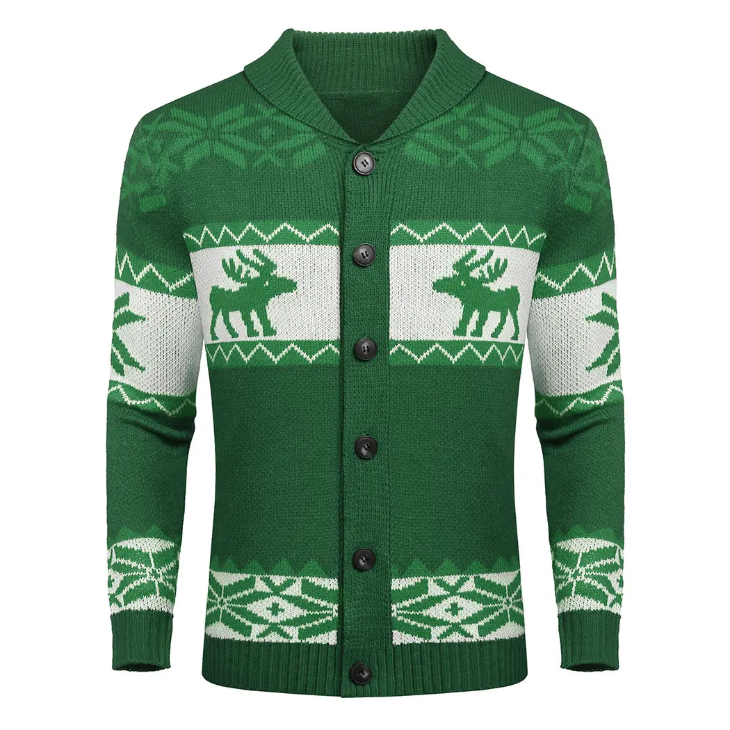Men's Christmas Cardigans Ugly Xmas Sweaters Reindeer Snowflake Shawl Collar Knitted Cardigan Sweater Knitwear Menswear Tops Long Sleeve black friday