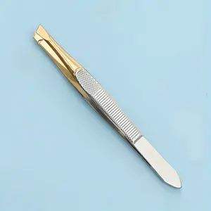 2pcs Slanted Precision Tweezer - Stainless Steel Facial Hair Remover for Ingrown Hair, Daily Beauty Tool, Cosmetic Makeup Tool for Eyebrow Shaping and Plucking - Easy to Use, Anti-Slip Grip, and Long-Lasting, Cosmetics Makeup Tools