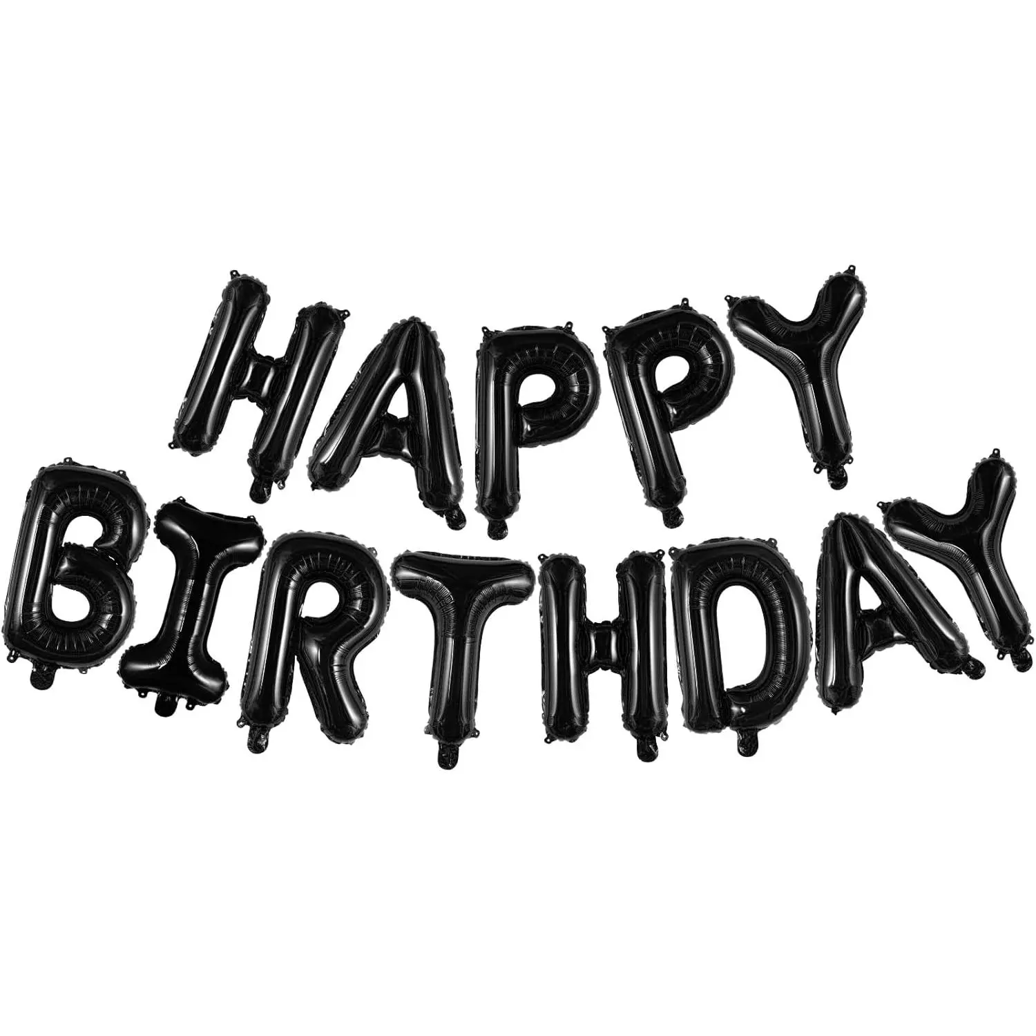 Black Happy Birthday Balloons Banner 16 Inch, Foil Balloon Personalized Name Letters Balloons Sign Birthday Party Decorations for Women Men Boys Girls