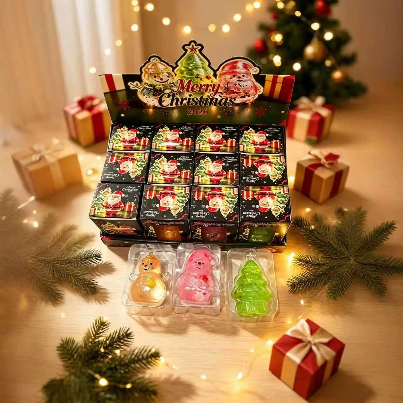 Christmas Gummy Candy, Santa Snowman Christmas Tree Shaped Jelly Candy, Individual Box Packed Holiday Treats, Christmas Gift for Kids