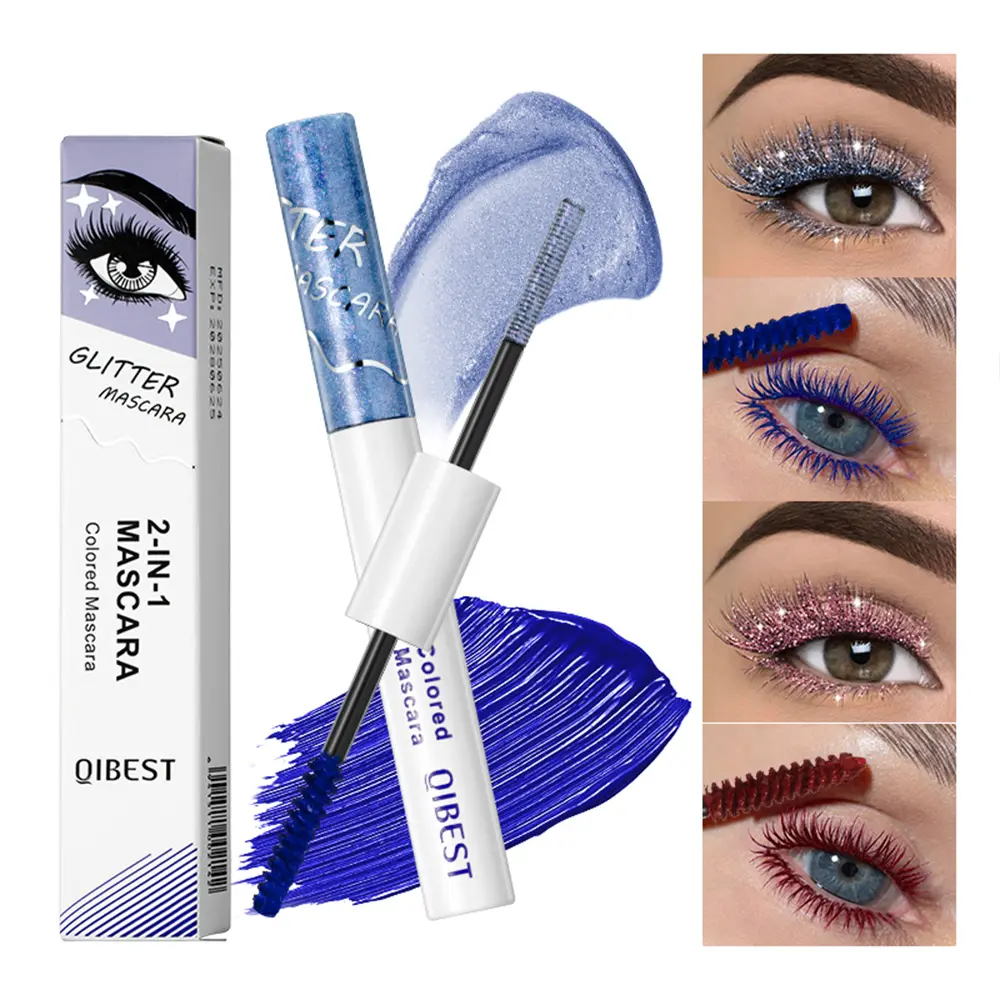 Qibest Shimmering Glitter Eyelash Gel Mascara, Colorful Pearl Glossy Waterproof Long-Lasting Makeup Cosmetic, Versatile Style for Girls & Women, Suitable for Any Occasion