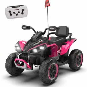 Pink 24V Dual Motor Kids 2 Seater Electric ATV, Explosion Proof Rubber Tires, Parental Remote Control Off Road Ride-On Car with Bluetooth